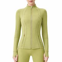 Veste de yoga sans couture pour femme, coupe ajustée, à fermeture éclair, en nylon et élasthanne respirant, idéale pour la course et le fitness – Stock USA