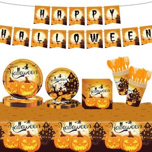 Halloween Themafeest Decoratie Papieren Bord Feest Decoratief Servies Festival Tafelkleed Vlag Thuis Feestartikelen - Product Image 3