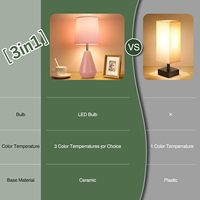 Petite lampe de chevet pour chambre à coucher, lampe de lecture de bureau, lot de 2 avec 3 températures de couleur, lampe de chevet en céramique de 15,5 pouces