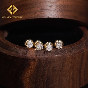 Nuevos Aretes de Diamantes Cultivados en Laboratorio de Oro Sólido de 10K, Aretes Clásicos con Cierre de Rosca, Joyería de Moda para Mujer - Product Image 6