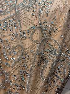 Premium Crystal Beaded <b>Fabric</b> with Floral Embroidered Lace Pattern for Dress Evening Gown Luxury Fashion Designer Material - Product Image 3