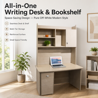 Bureau d'étude et d'écriture moderne et minimaliste en MDF, gain de place, avec bibliothèque intégrée, idéal pour la maison, le bureau ou la chambre d'étudiant - Vente en gros