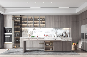 Armoire de cuisine et armoire murale personnalisées exclusives Accessoires de marque supérieure Combinaison de meubles de salle à manger en bois - Product Image 2