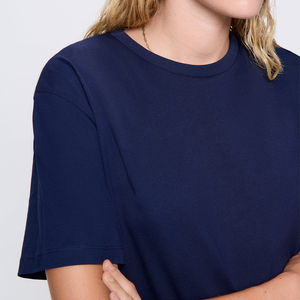 Custom Cotton Oversize Blank Plain <strong>Navy</strong> Lose Fitting <strong>Top</strong> t Shirts Athletic Combed Cotton Gym Basic Tee Tshirt <strong>Women</strong> - Product Image 4