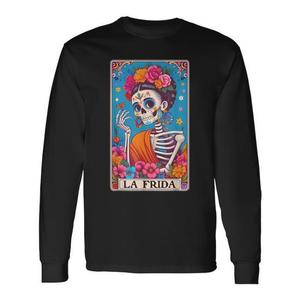 T-shirt à manches longues La Frida Day Of The Dead Skull, chemise de costume d'Halloween - Product Image 1