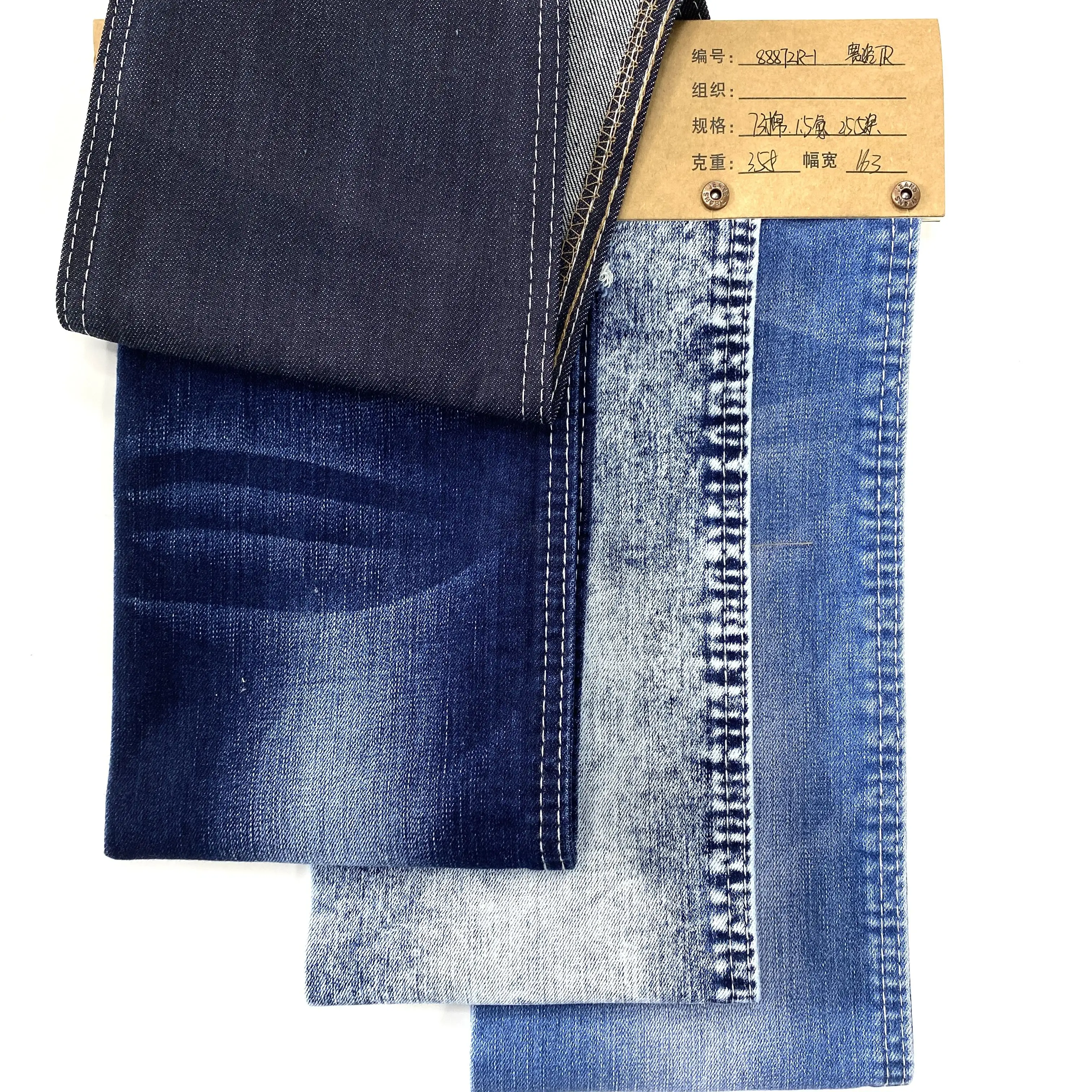 Warna Indigo 10.5 Oz kain Denim Slub bagus untuk pakaian