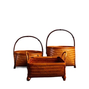 Bamboo Woven Storage Tray Rectangle Handmade Home Office Fruit Basket Storage <b>Box</b> <b>Gift</b> Use - Product Image 5