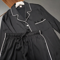 Ensemble de pyjama en satin personnalisé pour femme, respirant, à taille élastique, motif dessiné, vente en gros de robes de nuit