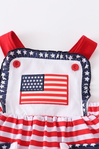 Dernières actualités des États-Unis. Tenues patriotiques pour filles de 1 an et 4 ans, avec appliques drapeau, collection boutique pour enfants du 4 juillet - Product Image 3