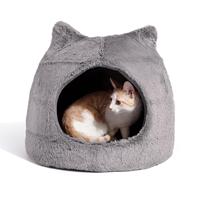 Maisonnette pour animaux de compagnie en peluche personnalisée, directement de l'usine, niche pour chat, grotte pour chat fermée, cachette en fausse fourrure, lit pour animaux de compagnie, lavable en machine, OEM ODM, vente en gros