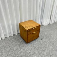 Table de chevet en bois de chêne naturel à 2 tiroirs, personnalisable en usine OAKEN, meuble de chambre à coucher, table de chevet fermée