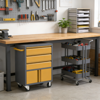Chariot d'atelier en acier robuste sur mesure OEM avec 3 tiroirs, serrure à clé, garantie 1 an, pour garage et atelier