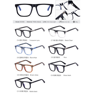 Lunettes de Lecture Anti-Lumière Bleue Carrées à Dessus Plat en TR90 pour Homme Montures de Haute Qualité à Rayures Bleues Transparentes - Product Image 3