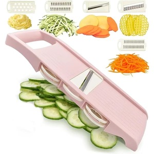 5 in 1 Manual <b>Vegetable</b> Fruit Slicer Grater Set Stainless Steel Blades Interchangeable Cutter Mandoline Dicer for Kitchen - Product Image 1