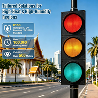 Feu de signalisation LED solaire 3 aspects 300mm 200mm pour intersection urbaine et projets municipaux aux Philippines et en Indonésie