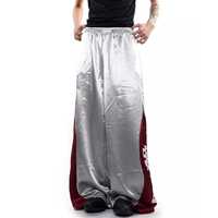 Nouveau pantalon de jogging en satin pour homme, coupe droite, respirant, taille basse élastique, avec cordon de serrage et empiècements contrastants, style sportif et tendance