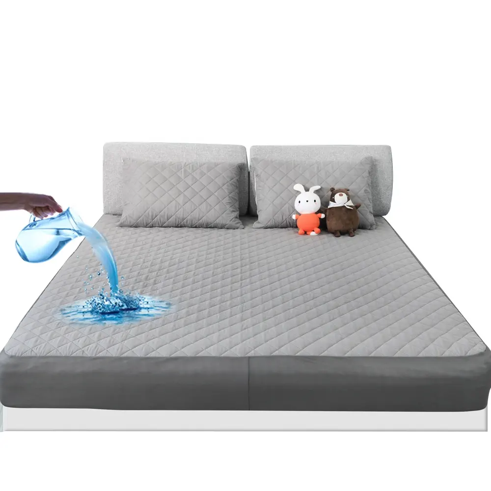 Einfarbige Bettlaken aus gewaschener Baumwolle Geste ppte Matratzen schutzhülle verdicken rutsch feste Bettdecke für Schlafzimmer zu Hause