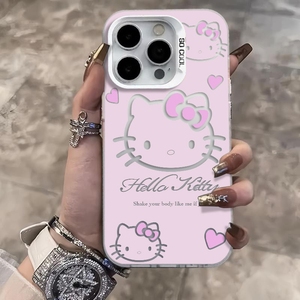 เคสโทรศัพท์ลายเฮลโลคิตตี้สีชมพูน่ารักสำหรับ iPhone 16 15 PRO MAX 14 13 12เคสหลังแข็งสไตล์การ์ตูนมีกล้องขนาดใหญ่ - Product Image 4