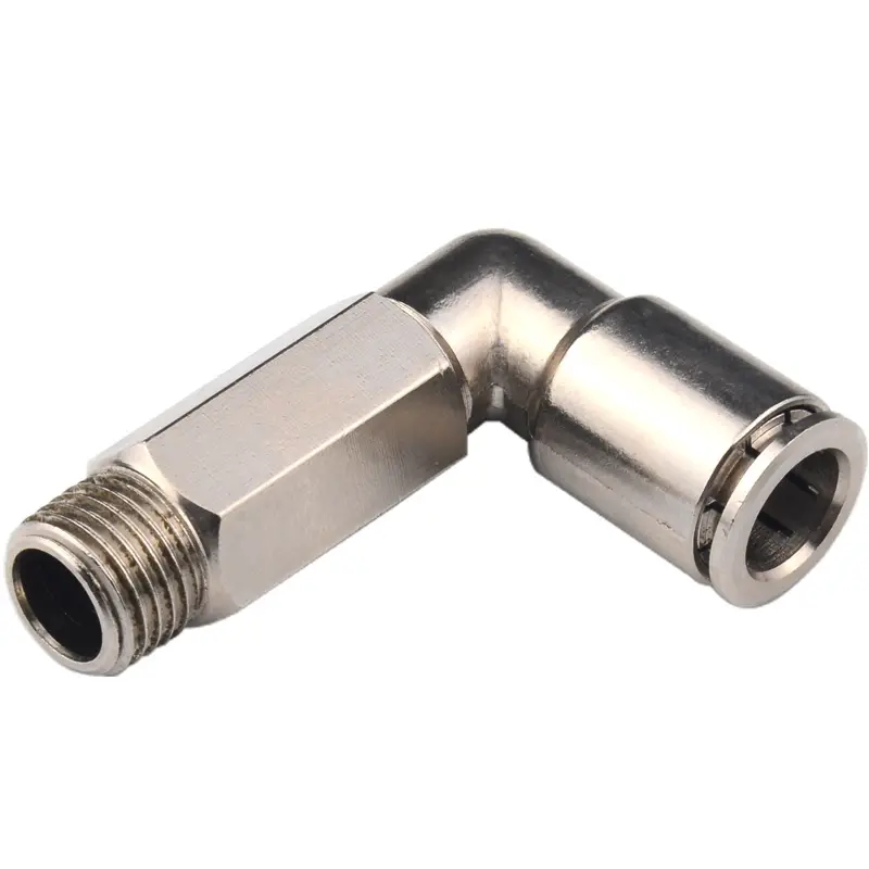Factory supply high quality pneumatic hydraulic fitting L type all copper connector brass metal lengthened elbow push joint