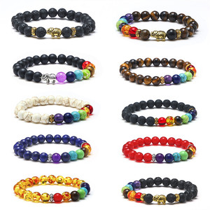 Bracelet en pierre volcanique multicolore, 8mm, en pierre naturelle, perles, bijoux cadeau pour femmes - Product Image 1