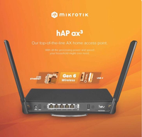Router y Punto de Acceso Inalámbrico MikroTik Hap Ax3 C53UiG + 5HPaxD2HPaxD con 4 Puertos LAN, Soporte WDS/WPS para Soluciones FTTH FTTx