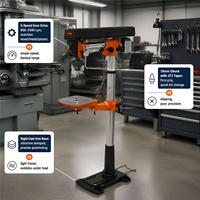 Presse à percer radiale 550W, perceuse d'établi 33 pouces, 360 °   Table de travail rotative en fonte pour perçage en atelier