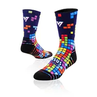 Chaussettes de sport de course à pied à sublimation à 360 degrés au design personnalisé Chaussettes de cyclisme à impression numérique sans couture