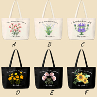 Tas Kanvas Bunga Besar Custom, Cetak Logo & Slogan Personal, Tas Kapasitas Besar Promosi Grosir