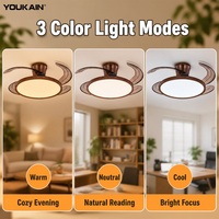 Ventilateur de plafond moderne avec lames rétractables invisibles de 36 pouces, télécommande, lumière LED, pour salon et chambre à coucher