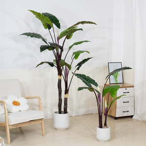 Nouveau Design Artificielle Alocasia Arbre Simulation Plante Verte <span class=keywords><strong>Arum</strong></span> Feuilles En Pot Bureau Intérieur Décoration Plante - Product Image 2