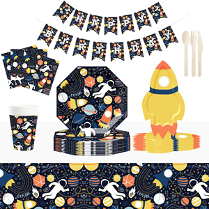Platos Desechables con Forma de Cohete Personalizados DAMAI, Vajilla con Temática de Astronautas y Planetas para Decoración de Fiestas de Cumpleaños de Niños - Product Image 2