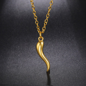 Italian <strong>Gold</strong> Plated <strong>Cornicello</strong> Pendant <strong>Necklace</strong> for Women Alloy Lucky Chili Horn Trendy Hot Pepper Collares Gift Jewelry - Product Image 2