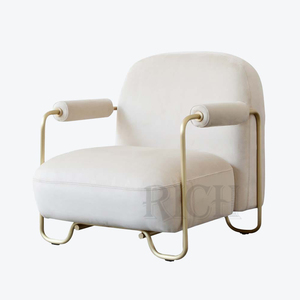 Chaise de loisirs pour la maison, <span class=keywords><strong>fauteuil</strong></span> confortable en velours nordique avec pieds dorés, chaise d'accent de luxe au design moderne - Product Image 3