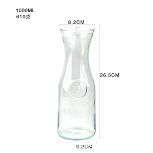 34 oz cuisine 1 litre <span class=keywords><strong>carafe</strong></span> en verre facile à verser bouteille conteneurs pour boisson pichet vin et verres <span class=keywords><strong>avec</strong></span> couvercle en plastique - Product Image 4