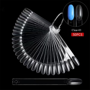 Présentoir de 50 faux ongles naturels transparents, blancs et noirs de haute qualité pour la pratique du gel et la nuancière de couleurs – Idéal pour le dropshipping - Product Image 3
