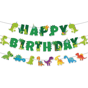 Striscione di Buon Compleanno con Dinosauri - Decorazioni per Feste a Tema Dinosauri, Ghirlanda con Dinosauri per Bambini e Ragazzi - Product Image 1