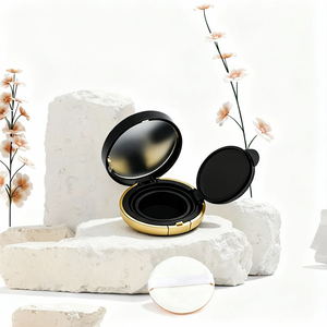 Kustomisasi pabrik 15g Electroplating Puff portabel Matte hitam ABS + PP Foundation aplikasi Makeup kotak bantal udara bubuk - Product Image 2