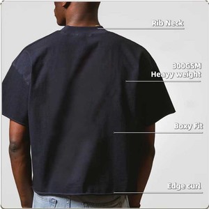 Camiseta Oversize de Punto de Alta Calidad 300gsm, Estilo Urbano, Corta, Vintage, de Algodón, Personalizada, Lisa, Antiarrugas - Product Image 2