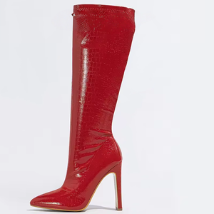 Bottes à talons aiguilles sexy au-dessus du genou, en cuir PU de haute qualité, chaussures pour femmes, bottes longues à bout pointu, bottes hautes pour femmes - Product Image 3