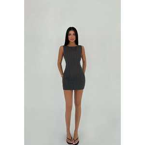 Grey Jila Mini <b>Dress</b> <b>for</b> <b>Women</b> Elegant Korean Style Empire Solid High Elastic Waist <b>for</b> Day Club Party Winter <b>Spring</b> Autumn XL - Product Image 3