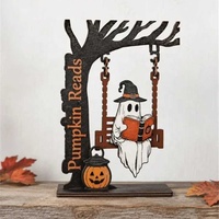 Ornement d'étagère en acrylique imprimé, motif fantôme d'Halloween, décoration saisonnière pour étagère, bureau et décoration intérieure