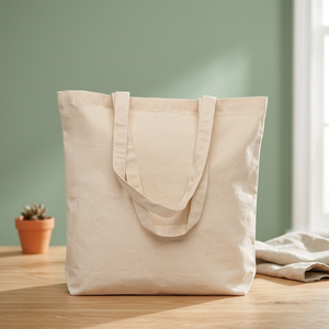 Sac fourre-tout réutilisable en toile de coton naturel 100% coton avec impression de votre logo personnalisé - Product Image 3