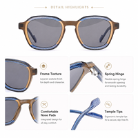 Lunettes de soleil hexagonales en acétate poli à la main Mellume, monture translucide vintage, verres polarisés UV400 pour hommes et femmes