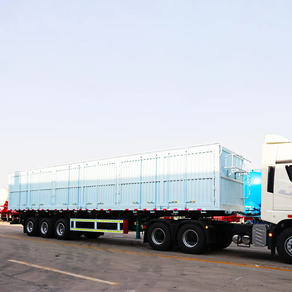 Camion de remorque de conteneur de cargaison sèche de Van Box de remorques de nourriture de 40ft 40 tonnes pour le transport en vrac de grain