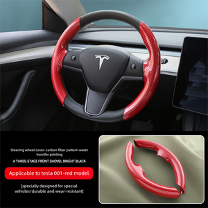 Cubierta de <span class=keywords><strong>volante</strong></span> de fibra de carbono brillante de súper lujo estilo deportivo Goodgoodway 3 radios Tesla para Modelo 3/Y 2021-2023 alto - Product Image 5