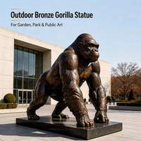 Sculpture de gorille en bronze de grande taille RELONG, statue d'animal en métal, durable, de haute qualité, pour les zoos en plein air, les zones scéniques naturelles