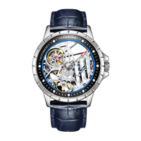 Montre mécanique entièrement automatique pour hommes avec boîtier en saphir étanche Affichage à cadran creux à la mode Style d'affaires