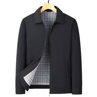 Veste Homme Réversible à Col Rabattable 2025 – Coupe Décontractée, Simple Boutonnage, Coupe-Vent Légère Printemps-Automne