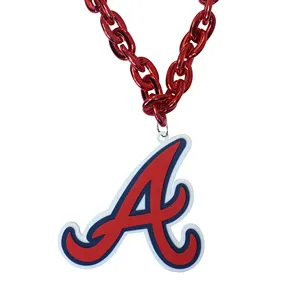 Benutzer definierte Fußball Fußball Baseball Sport mannschaften 3D Logo EVA Schaum Fans Anhänger Große Große Jumbo Kunststoff Gold Chain Link Halskette