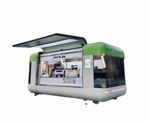 Camión <span class=keywords><strong>de</strong></span> <span class=keywords><strong>Comida</strong></span> Móvil Estable <span class=keywords><strong>de</strong></span> Cuatro Ruedas <span class=keywords><strong>de</strong></span> Acero Inoxidable con Gran Toldo para Servir, Máquina <span class=keywords><strong>de</strong></span> Espresso, Vitrina para Pastelería y Rastreo GPS - Product Image 5